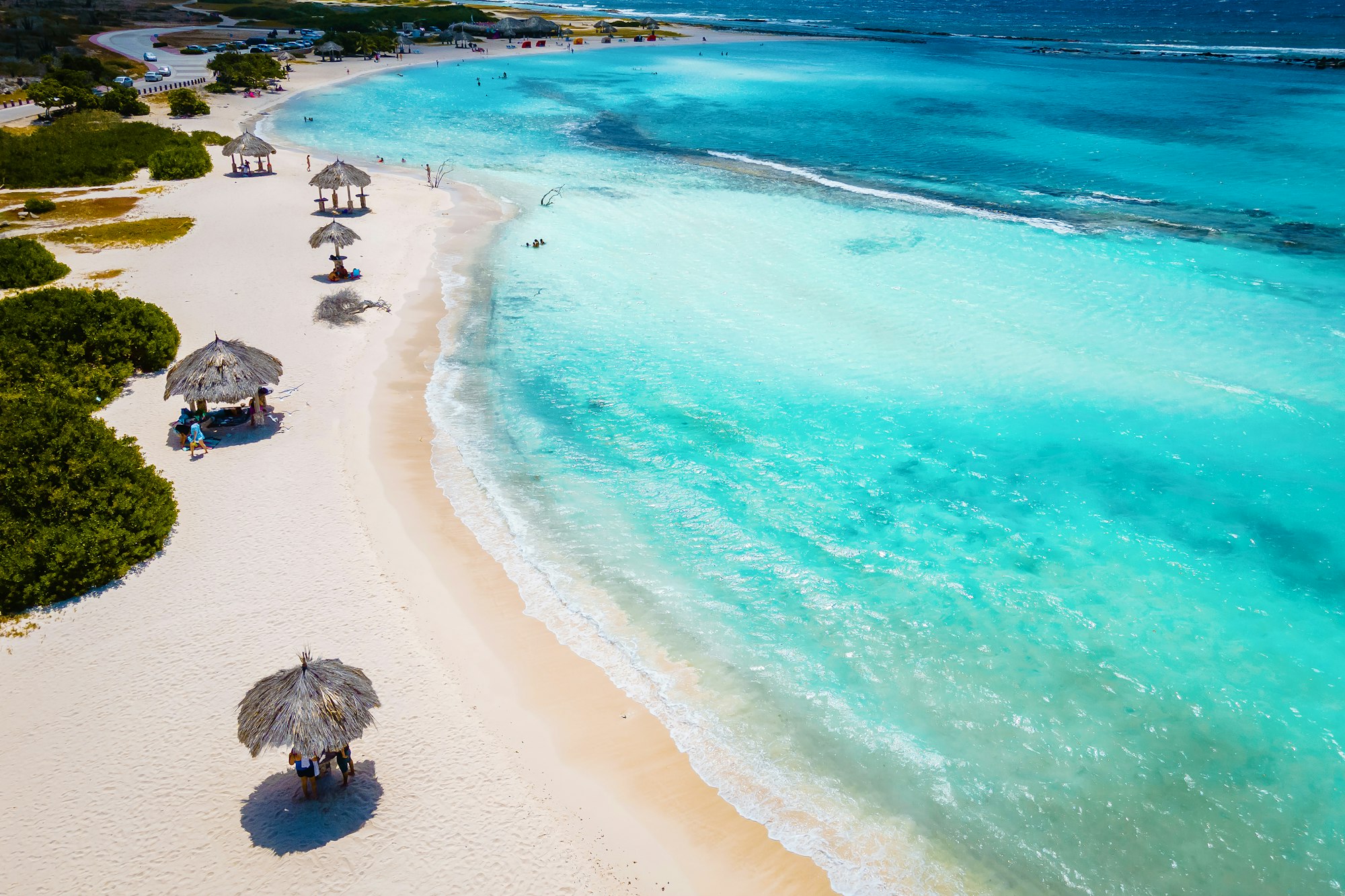 Baby Beach and coast on Aruba, Caribbean, white beach with blue ocean tropical beach