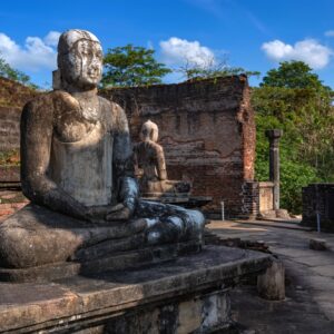 Buddha images in Vatadage temple in ruins of Polonnaruwa in Sri Lanka