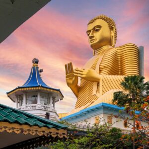 Golden Buddha statue in Dambulla Temple in Sri Lanka