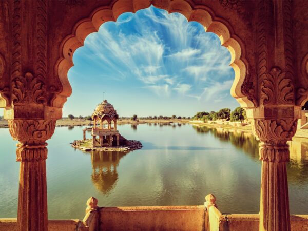 Indian landmark Gadi Sagar in Rajasthan