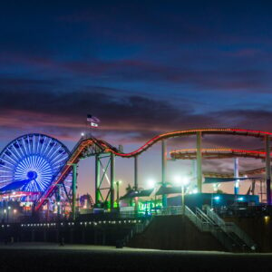 Santa Monica pier at sunset