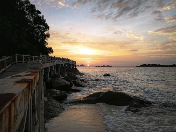 sunset in the horizon near the Redang island, Terengganu, Malaysia.